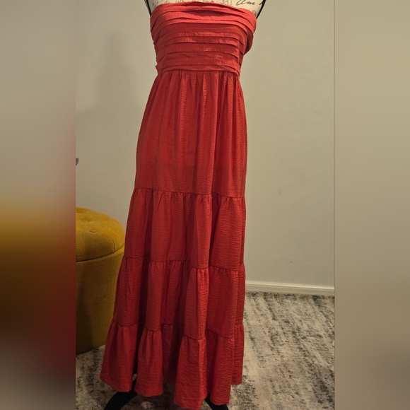 Abercrombie And Fitch Strapless Coral Maxi Dressber, Size XLP - Picture 2 of 15
